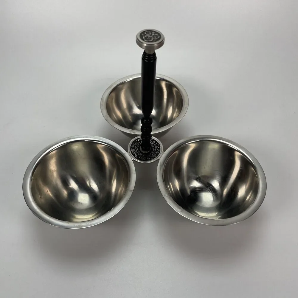 Vintage Oneida Custom Stainless 18/8 Condiment Relish 3 Bowl Server Original Box